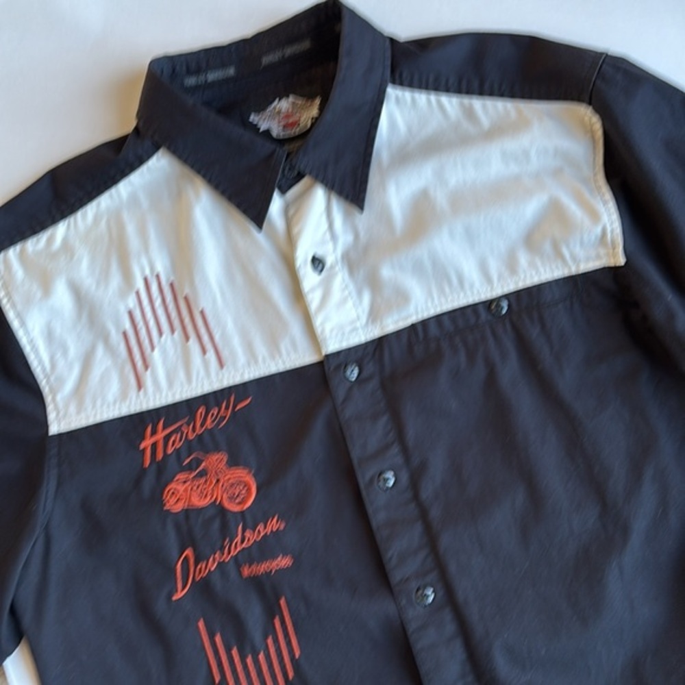 Rare Vintage 2007 Harley-Davidson Embroidered Black Short Sleeve Shirt Mens XL